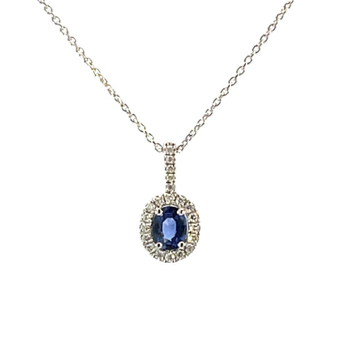 14 Karat White Halo Gemstone Pendant - ROMAN + JULES