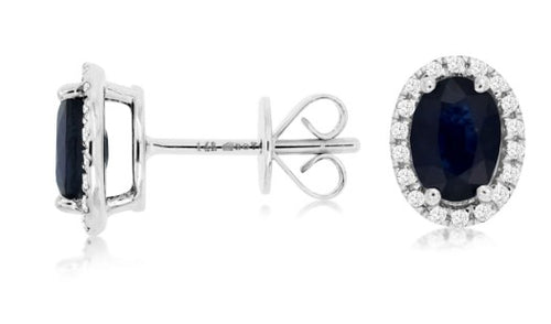 14 Karat White Sapphires Gemstone Earrings - ROYAL JEWELRY MFG, INC.