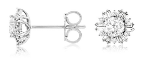 14 Karat White 0.75ct Diamond Stud Earrings - ROYAL JEWELRY MFG, INC.
