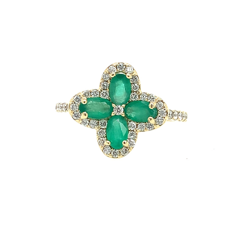 14 Karat Yellow Lady's Flower Gemstone Fasion Ring