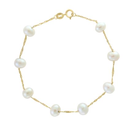 14 Karat Yellow Tin Cup Pearls Bracelet - CHINA PEARL