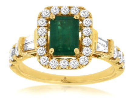 14 Karat Yellow Lady's Halo Gemstone Fasion Ring - ROYAL JEWELRY MFG, INC.