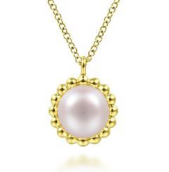 14 Karat Yellow Drop Pearl Pendant