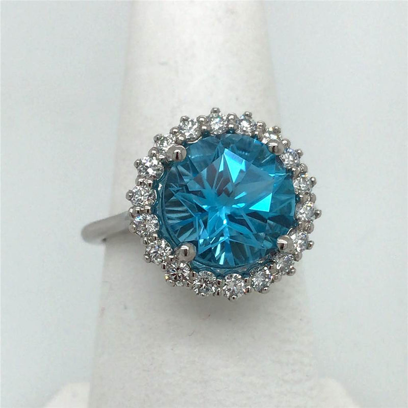 10 Karat White Lady's Halo Gemstone Fasion Ring