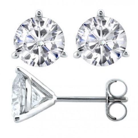 14 Karat White 0.90ct Diamond Stud Earrings - OM JEWELRY, INC.