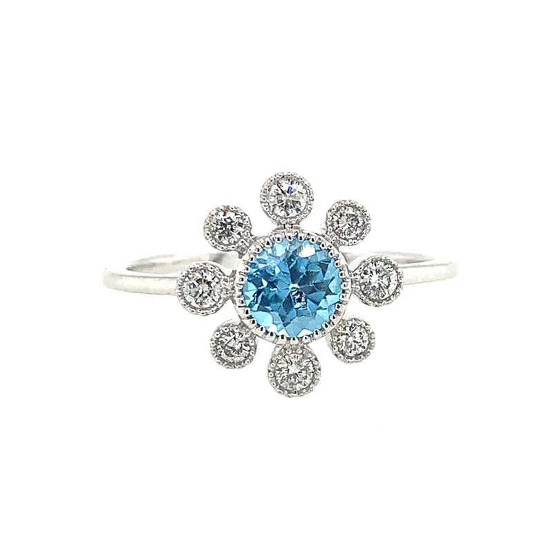 14 Karat White Lady's Flower Gemstone Fasion Ring