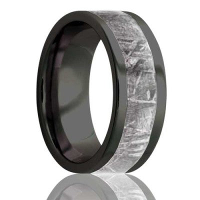 8mm Zirconium Flat Comfort Fit Wedding Band - HEAVY STONE RINGS