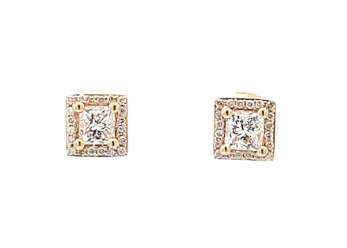 14 Karat Yellow Stud Diamond Earrings - MALAKAN DIAMOND CO.
