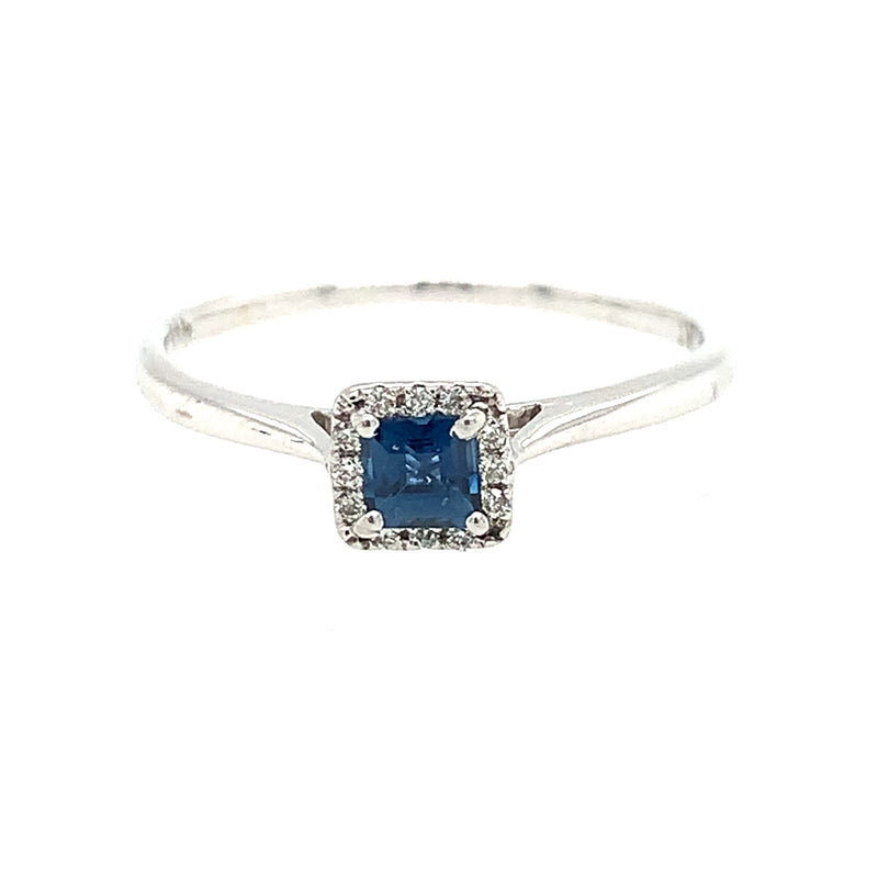 14 Karat White Lady's Halo Gemstone Fasion Ring