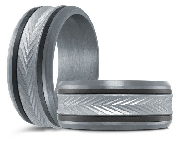TANTALUM Two Tone Comfort Fit Wedding Band