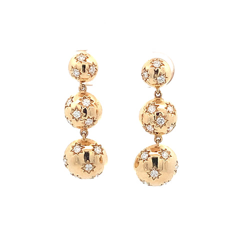 14 Karat Yellow Dangle Diamond Earrings - MALAKAN DIAMOND CO.