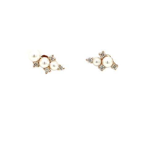 14 Karat Yellow Stud Diamonds Earrings - ROMAN + JULES