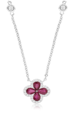 14 Karat White Flower Gemstone Pendant
