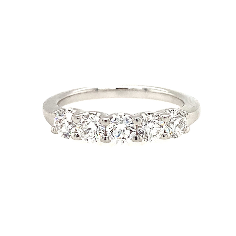 14 Karat White Shared Prong Band