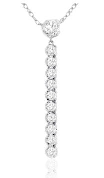 14 Karat White Bar Diamond Necklace