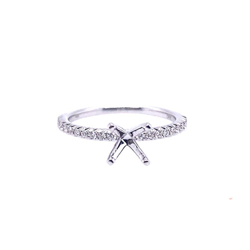 14 Karat White Straight P Unisex Diamond Semi-Mount Ring (Center Stone Sold Separate) - DIAMONDS FOREVER OF USA INC