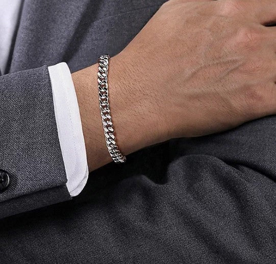 STERLING SILVER 8" Diamond Cut Curb Bracelet