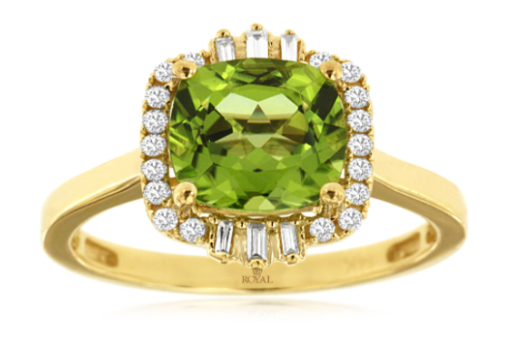 14 Karat Yellow Lady's Halo Gemstone Fasion Ring