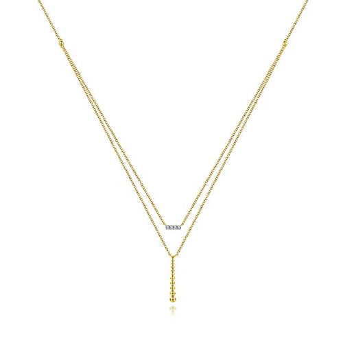 14 Karat Yellow Layered Diamond Necklace - GABRIEL & CO.