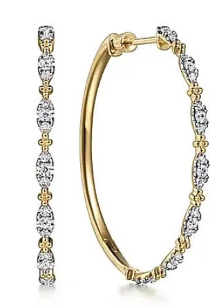 14 Karat Yellow Large Hoop Diamonds Earrings - GABRIEL & CO.