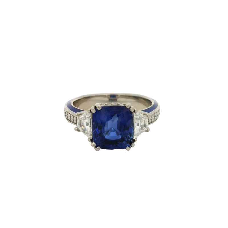 14 Karat White Lady's 3 Stone Gemstone Fasion Ring
