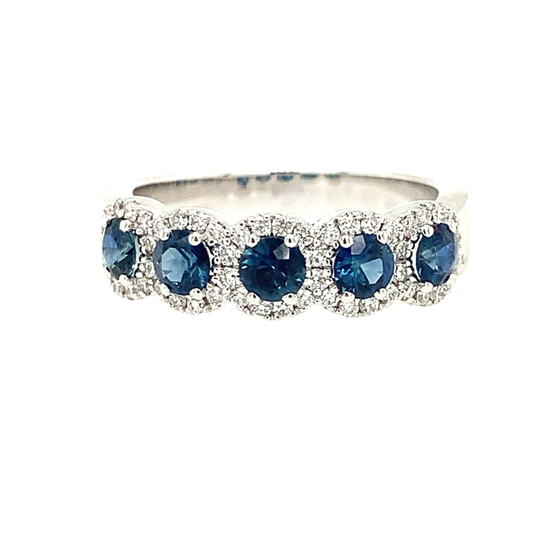 14 Karat White Lady's Halo Gemstone Fasion Ring