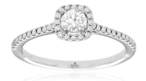 14 Karat White Halo Engagement Ring - ROYAL JEWELRY MFG, INC.