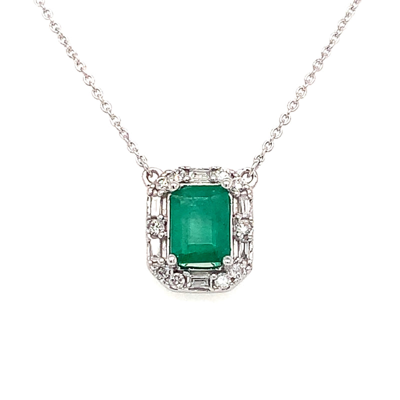 14 Karat White Halo Gemstone Pendant