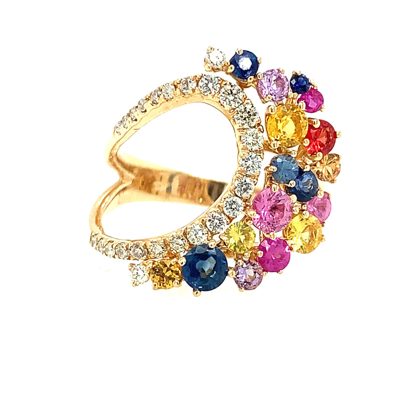 14 Karat Yellow Lady's Free Form Gemstone Fasion Ring
