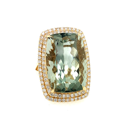 18 Karat Yellow Lady's Halo Gemstone Fasion Ring - ADG JEWELS LLC