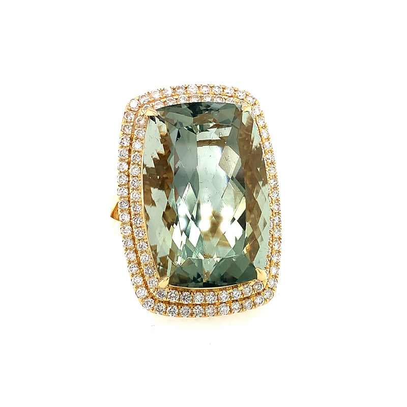 18 Karat Yellow Lady's Halo Gemstone Fasion Ring