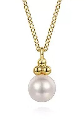14 Karat Yellow Drop Pearl Pendant
