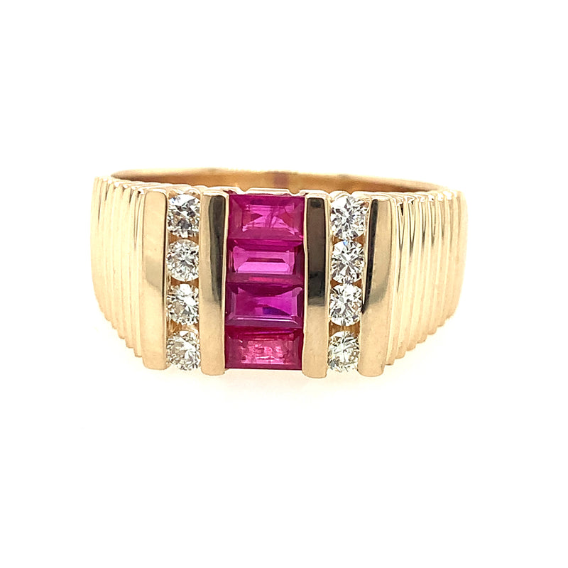 14 Karat Yellow Men's Ring Men's Gemstone Ring