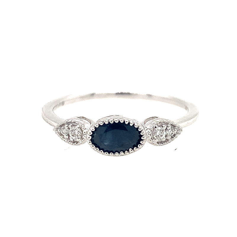 14 Karat White Lady's 3 Stone Gemstone Fasion Ring