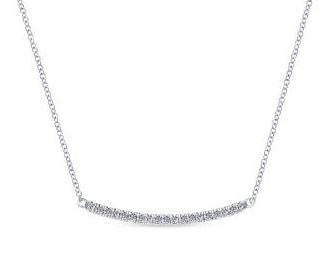 14 Karat White Bar Diamond Necklace