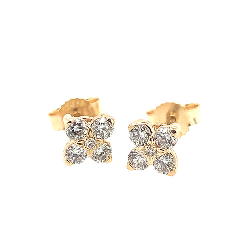14 Karat Yellow Stud Diamond Earrings - ROYAL JEWELRY MFG, INC.
