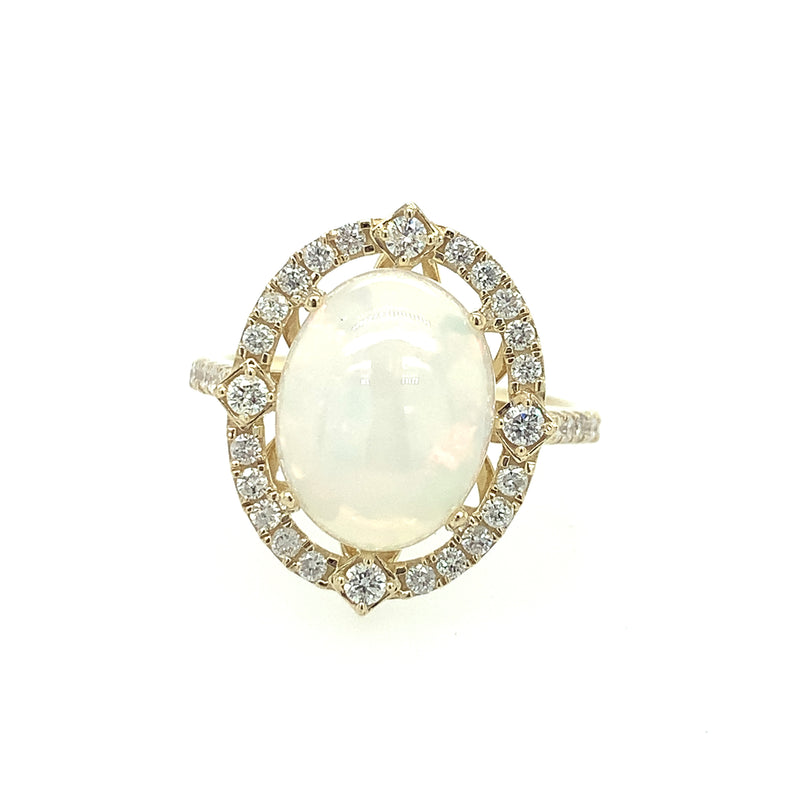14 Karat Yellow Lady's Halo Gemstone Fasion Ring