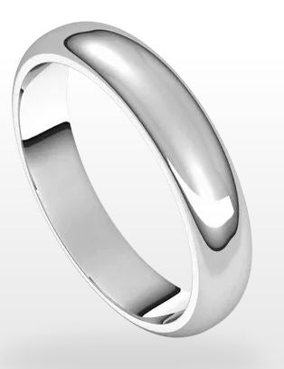 14 Karat White Half Round Wedding Band
