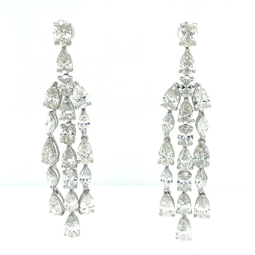 White 14 Karat Dangle Lab Grown Diamond Earrings - MALAKAN DIAMOND CO.