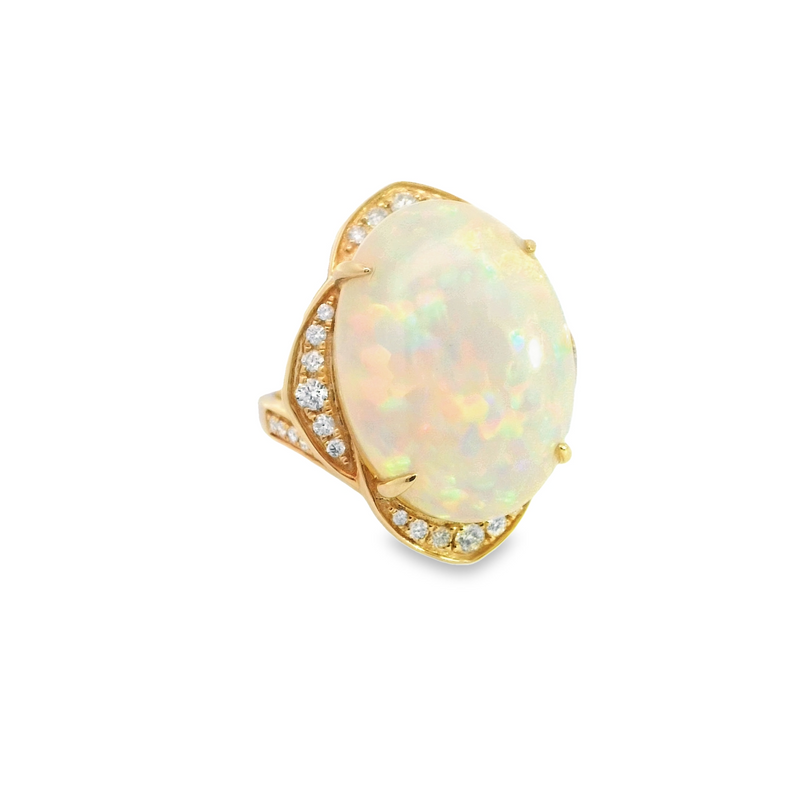 18 Karat Yellow Lady's Halo Gemstone Fasion Ring