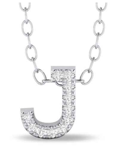 10 Karat White Initial Diamond Pendant