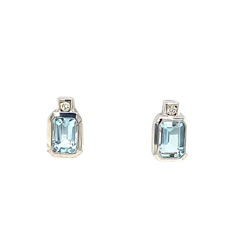 14 Karat White Aquas Gemstone Earrings