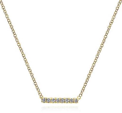 14 Karat Yellow Bar Diamond Necklace