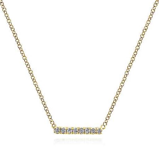 14 Karat Yellow Bar Diamond Necklace - GABRIEL & CO.