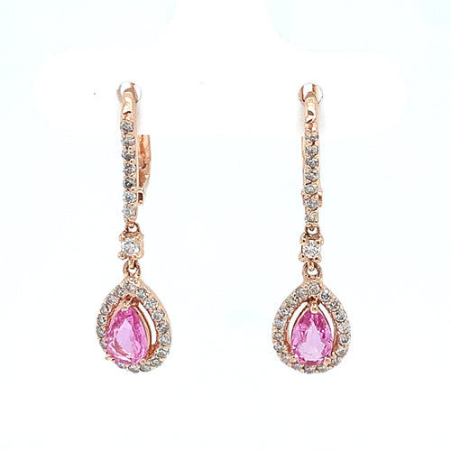 14 Karat Rosé Pink Sapphires Gemstone Earrings - RYAN GEMS INC.