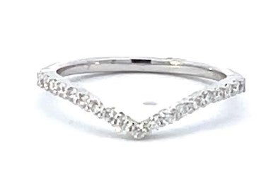 14 Karat White Curved Prong Band - DIAMONDS FOREVER OF USA INC