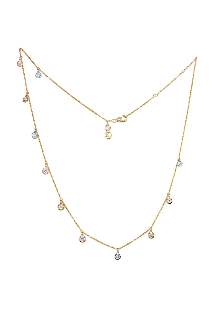 14 Karat Two Tone Layered Diamond Necklace