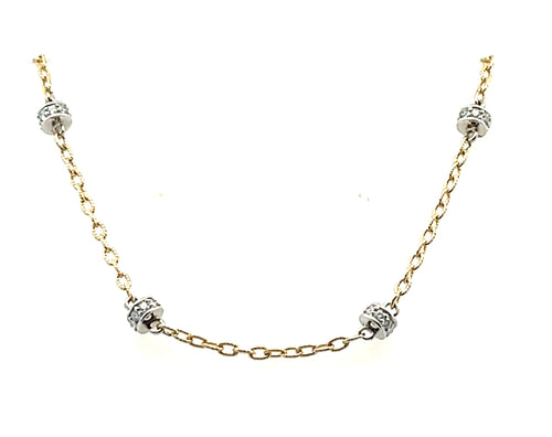 14 Karat Two Tone Cable Link Diamond Bracelet - MALAKAN DIAMOND CO.
