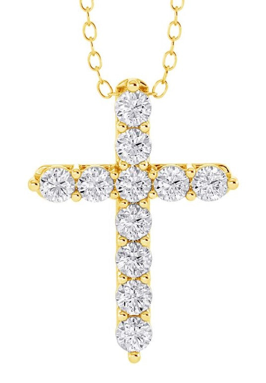 14 Karat Yellow Cross Diamond Pendant - COSTAR JEWELRY