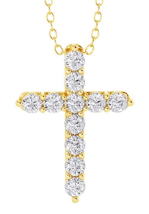 14 Karat Yellow Cross Diamond Pendant - COSTAR JEWELRY